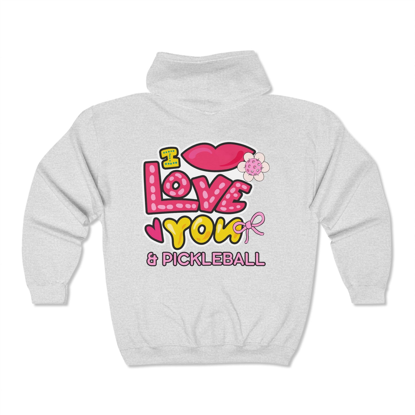 I Love You & Pickleball Unisex Heavy Blend™ Full Zip Hooded Sweatshirt