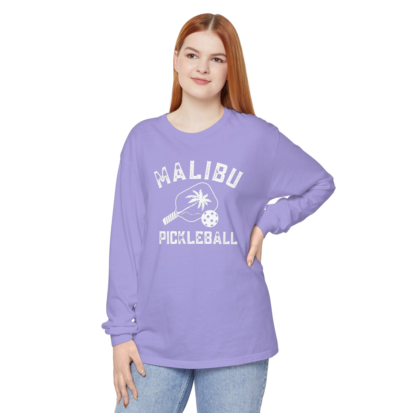 Malibu Pickleball - Long Sleeve Unisex Garment-dyed Long Sleeve T-Shirt