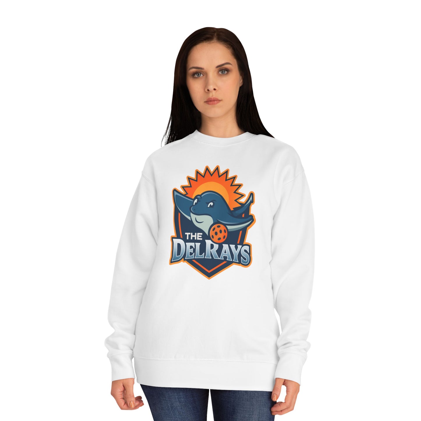 The Del Rays/US Legends Pickleball league on small back - High End Unisex Crew 60/40