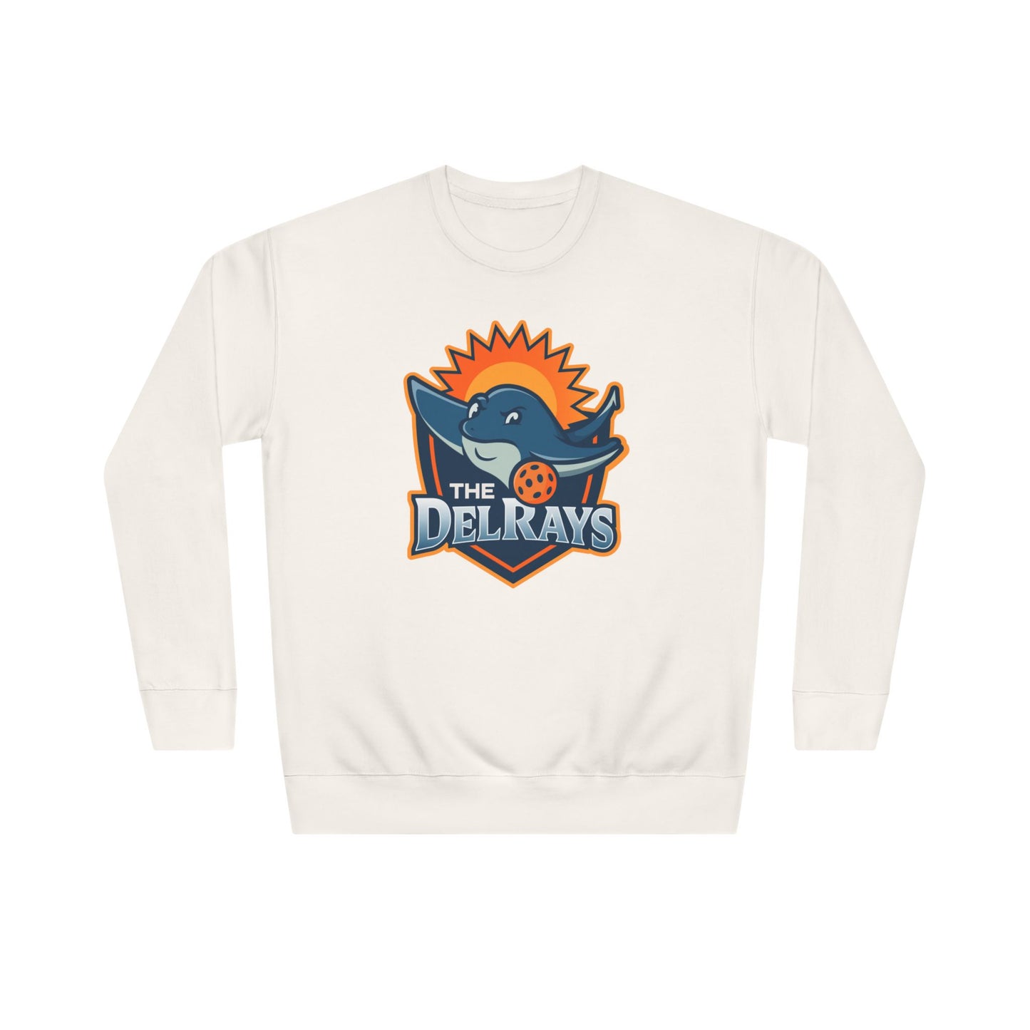 The Del Rays/US Legends Pickleball league on small back - High End Unisex Crew 60/40