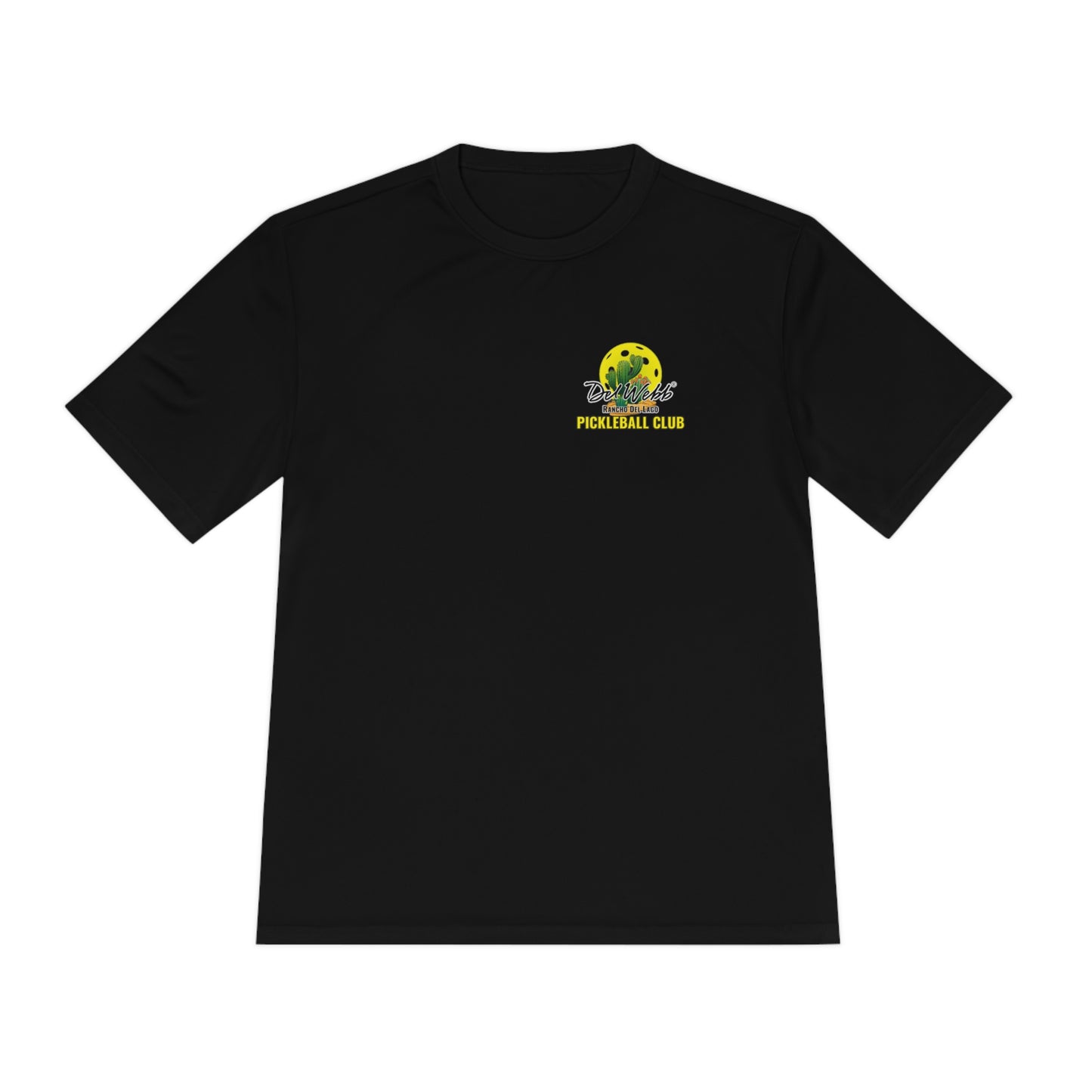 Del Webb Pickleball - Fuller Cut, Unisex Moisture Wicking Tee, SPF 40 - can customize back