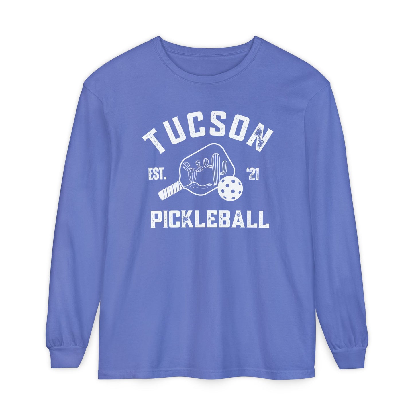 Tucson Pickleball Unisex Long Sleeve Garment Dyed Comfortv Colors T-Shirt for Everyday Comfort