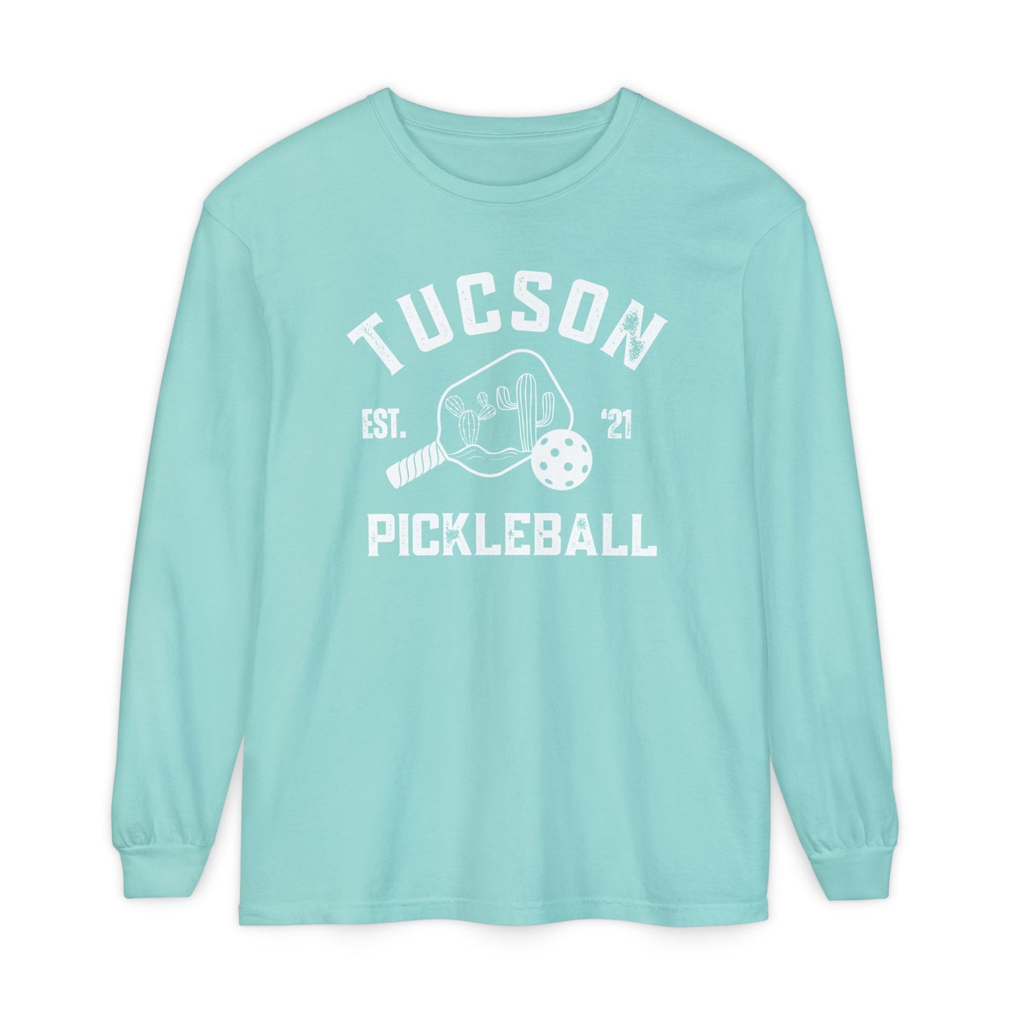 Tucson Pickleball Unisex Long Sleeve Garment Dyed Comfortv Colors T-Shirt for Everyday Comfort