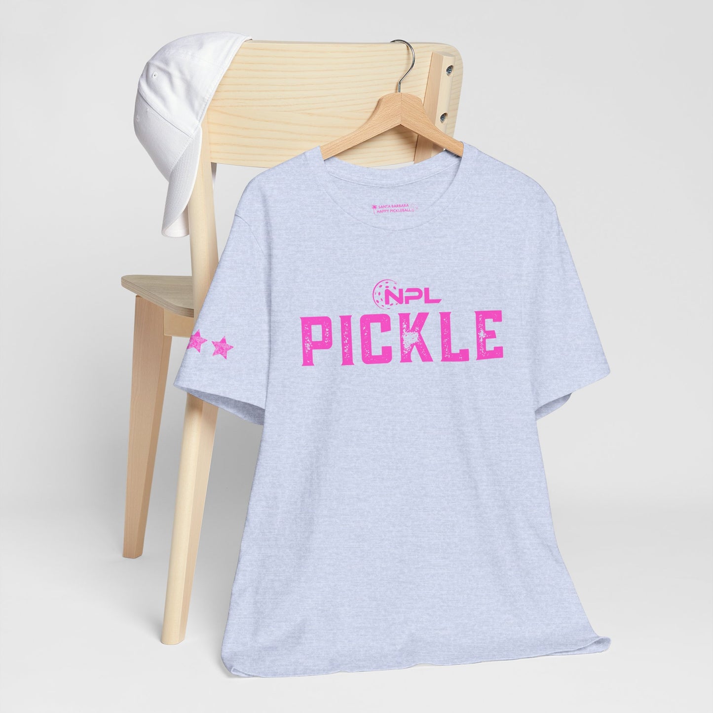 PICKLE distressed NPL Championship Weekend logo - hot pink - Unisex Jersey Short Sleeve Tee (optional add ribbon)