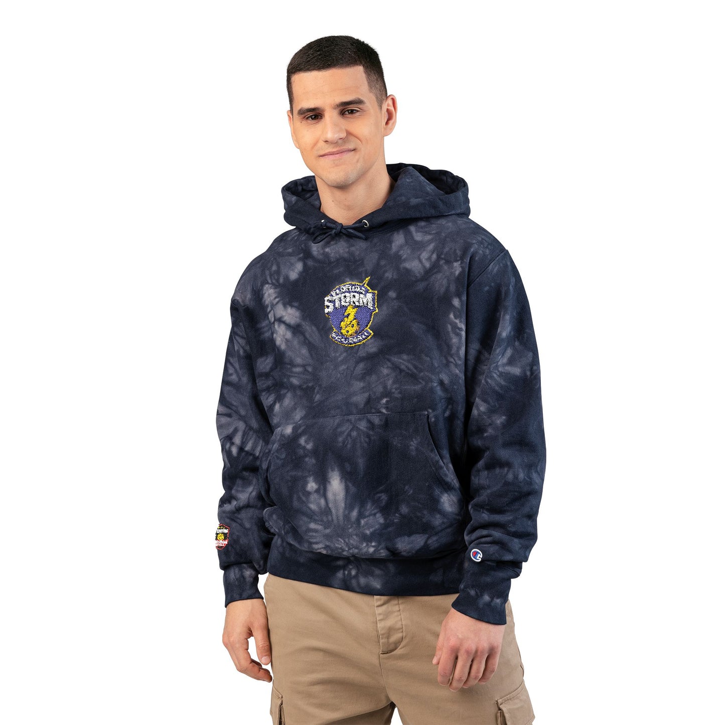 Florida Storm Embroidered Logo - Tie Dye Unisex Champion Crew - Embroidered Cuff