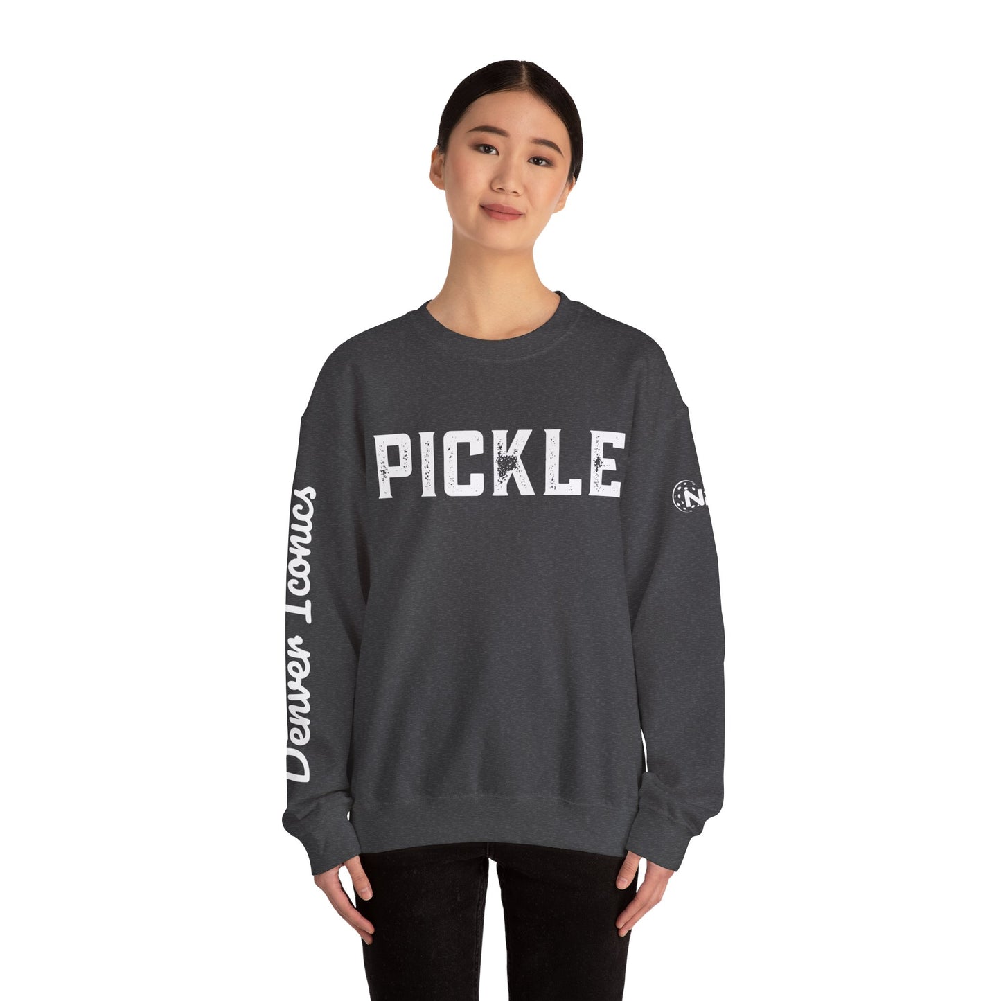 PICKLE w/ Denver Iconics in script - custom Crew - personalize sleeve and or back