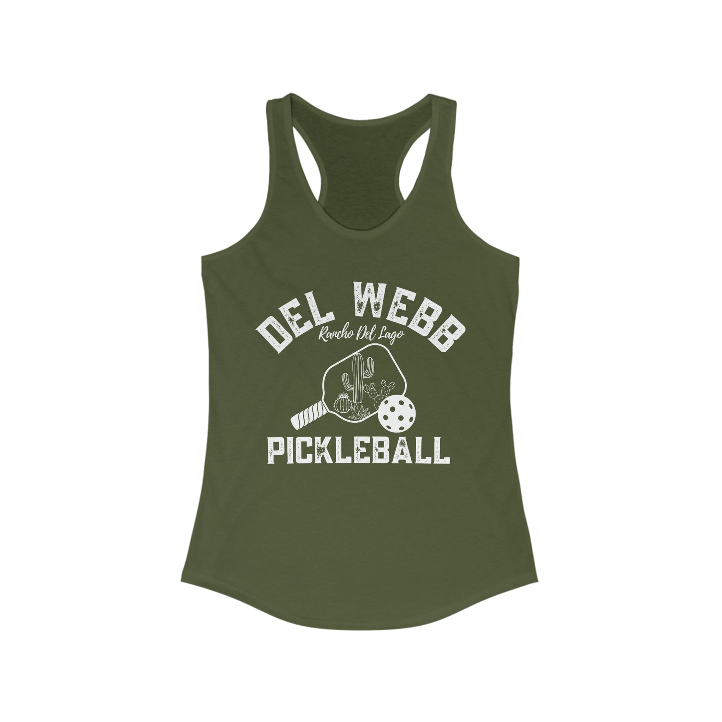 Del Webb Pickleball - Women's Ideal Racerback Tank - can customize back