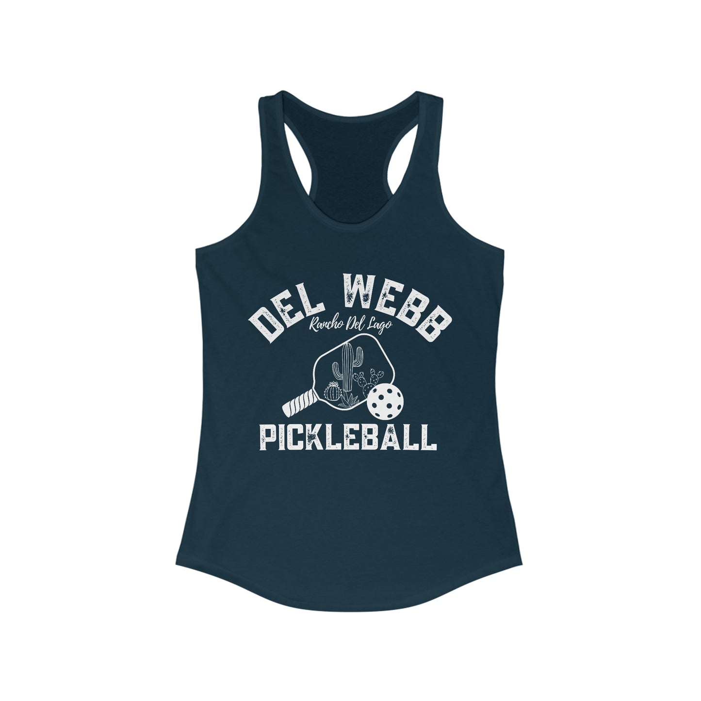 Del Webb Pickleball - Women's Ideal Racerback Tank - can customize back