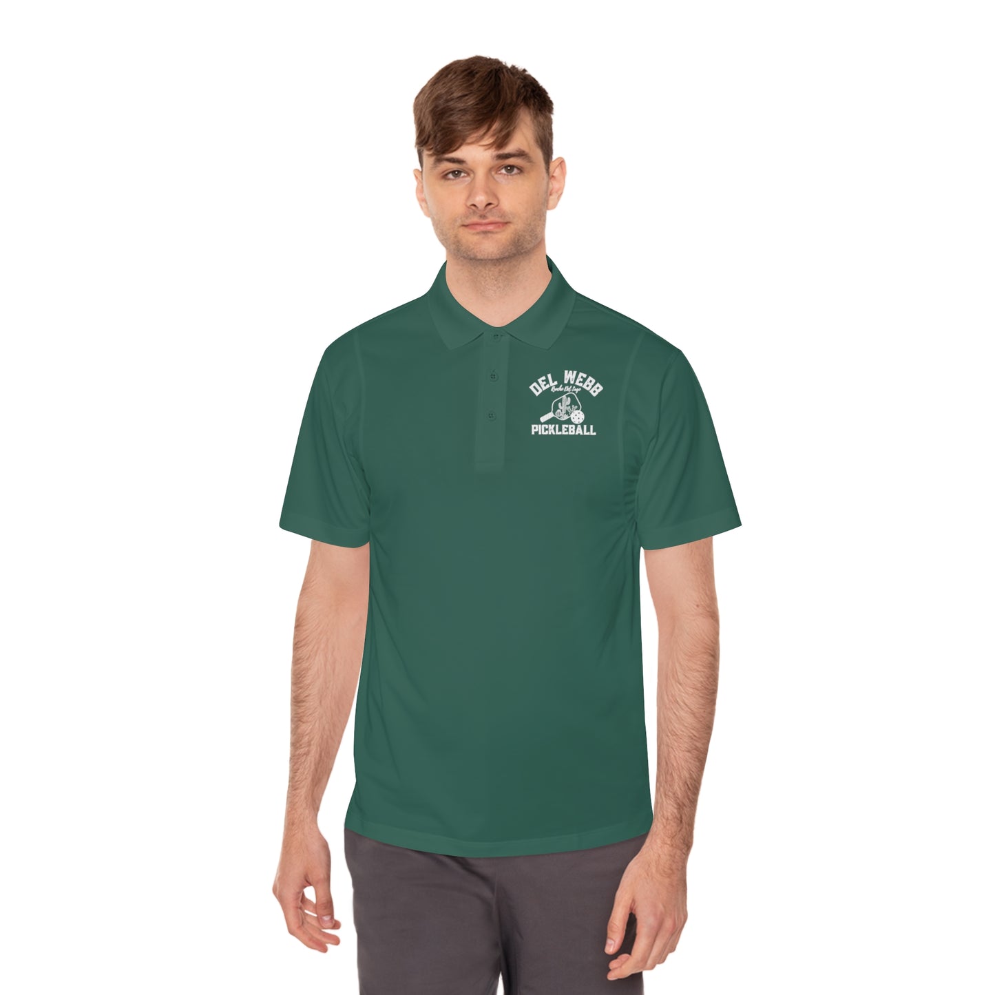 Del Webb Pickleball Men's Sport Polo Shirt. Can customize back