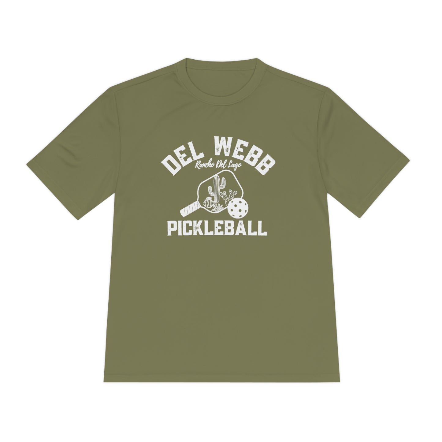 Del Webb Pickleball - Fuller Cut, Unisex Moisture Wicking Tee, SPF 40 - can customize back