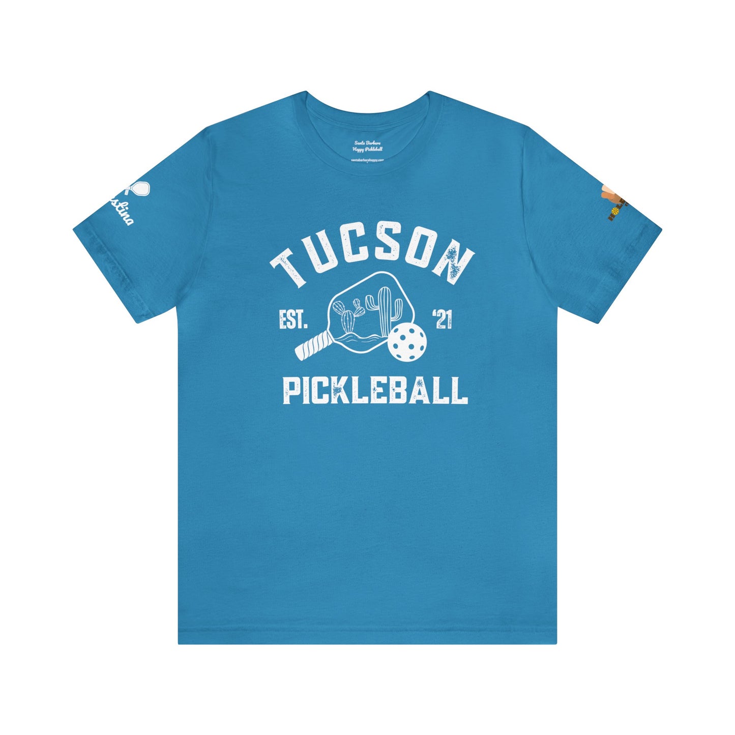 Ernestina Tucson Pickleball Unisex Tshirt. Customize sleeve - add name in notes