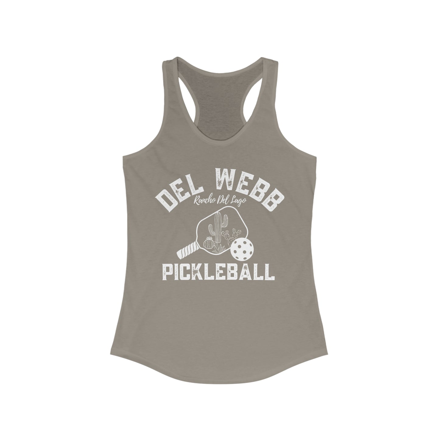 Del Webb Pickleball - Women's Ideal Racerback Tank - can customize back