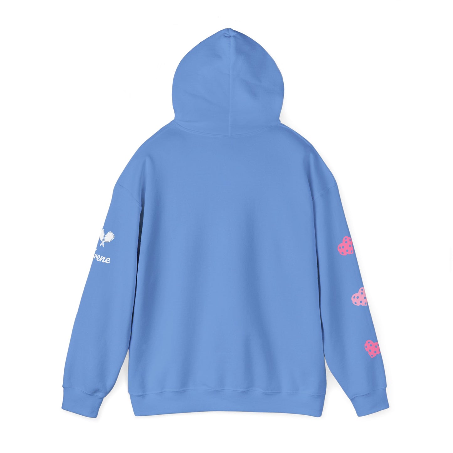 Custom Pickleball LOVE Hoodie - 3 pickleball hearts sleeve -can customize sleeves & back - add in notes