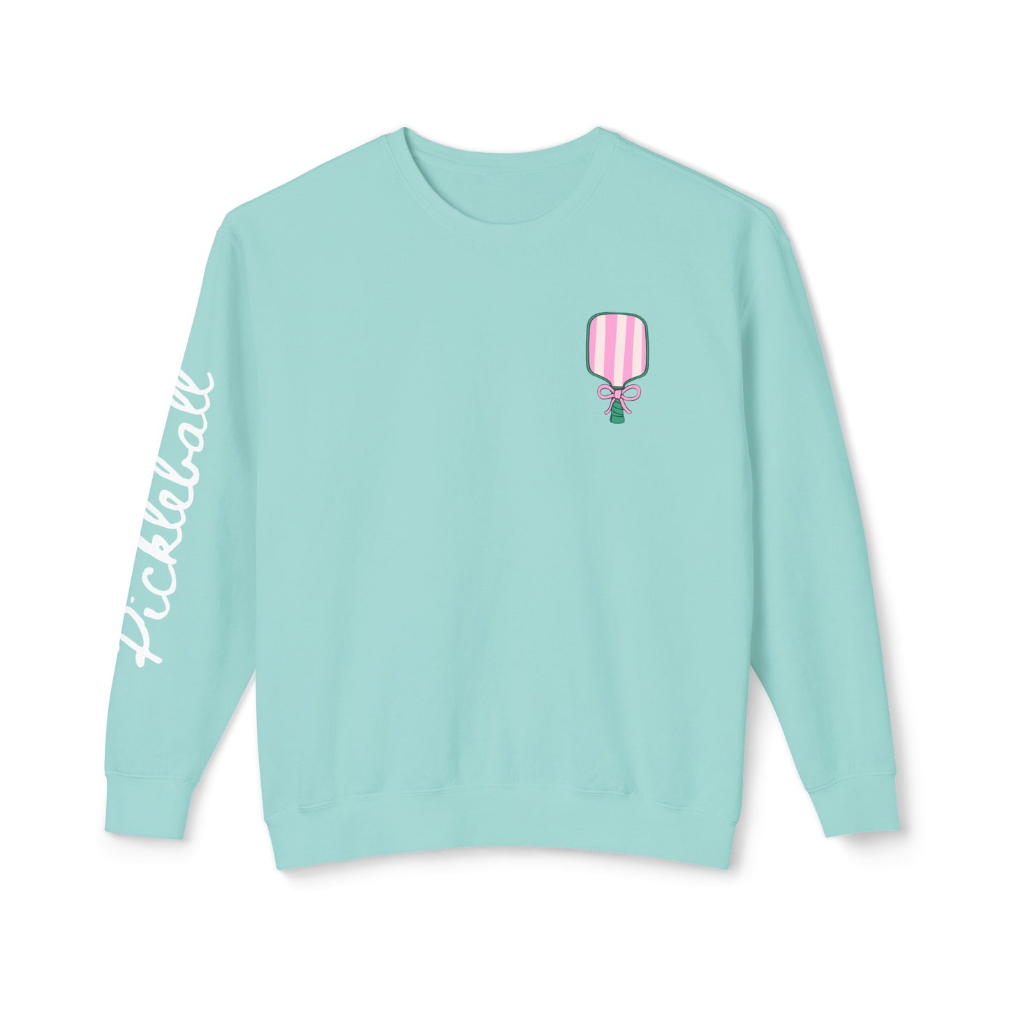Pickleball & Champagne Garment Dyed Crews - customize name left chest front, or sleeve