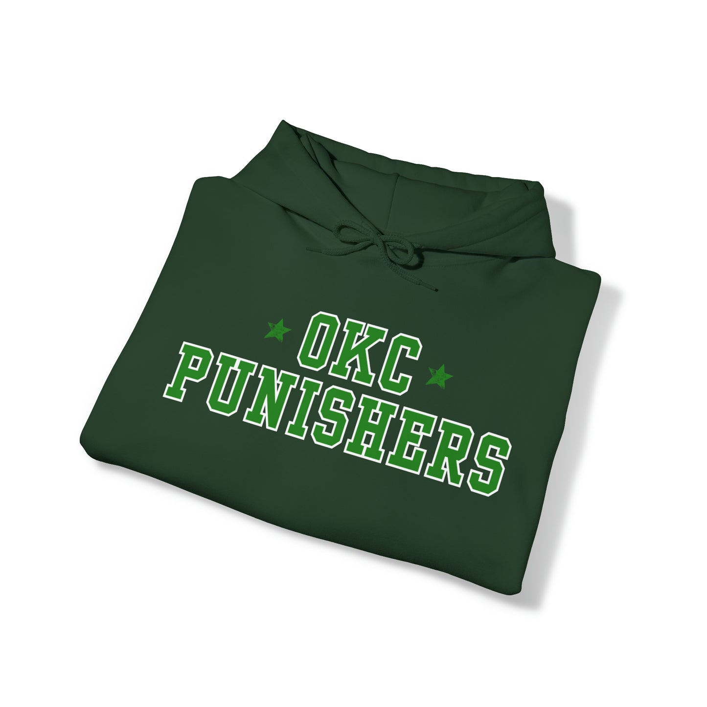 OKC Punishers Hoodie w/ Stars Green Letters - customize sleeve & back