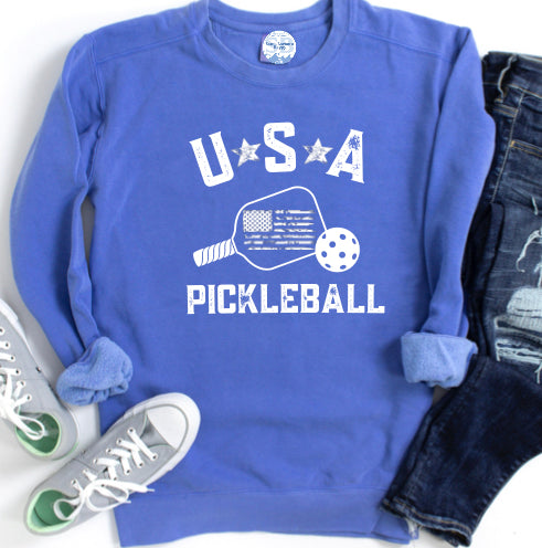 USA Pickelball Crew Sweatshirts - Comfort Colors