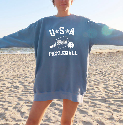 USA Pickelball Crew Sweatshirts - Comfort Colors