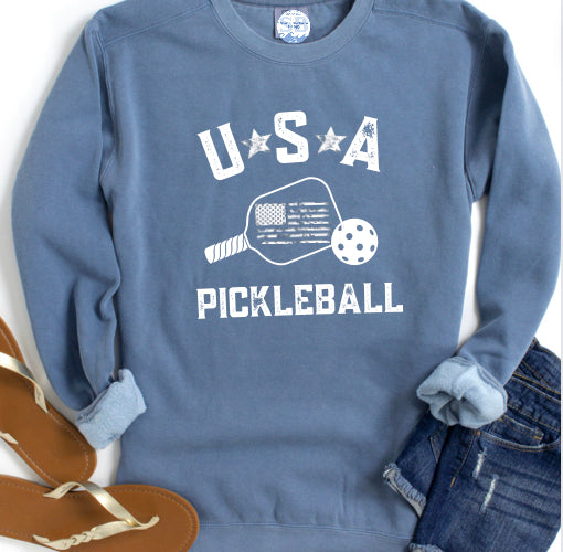 USA Pickelball Crew Sweatshirts - Comfort Colors