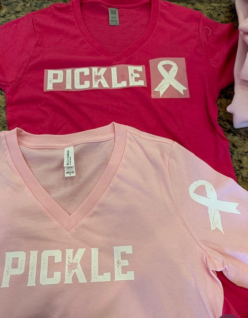 PICKLE PINK & Ribbon T-shirts - HOT Pink - add in notes what you would like custom