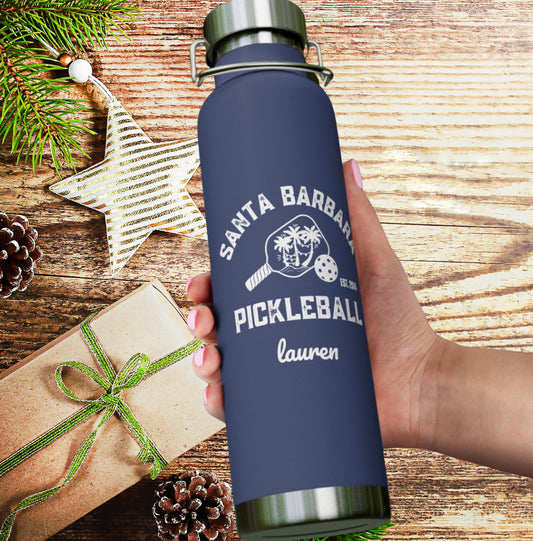 Santa Barbara Pickleball Special Holiday Edition -Copper Vacuum Insulated Bottle, 22oz - customizable