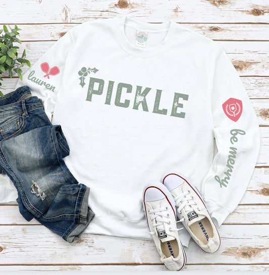 PICKLE Holiday White Crew - can customize sleeves