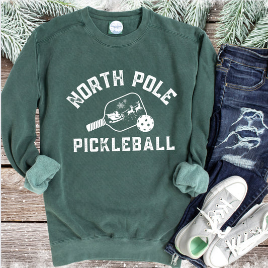 North Pole Pickleball Crew - Garmet Dyed comfort Colors Unisex Garment-Dyed Sweatshirt