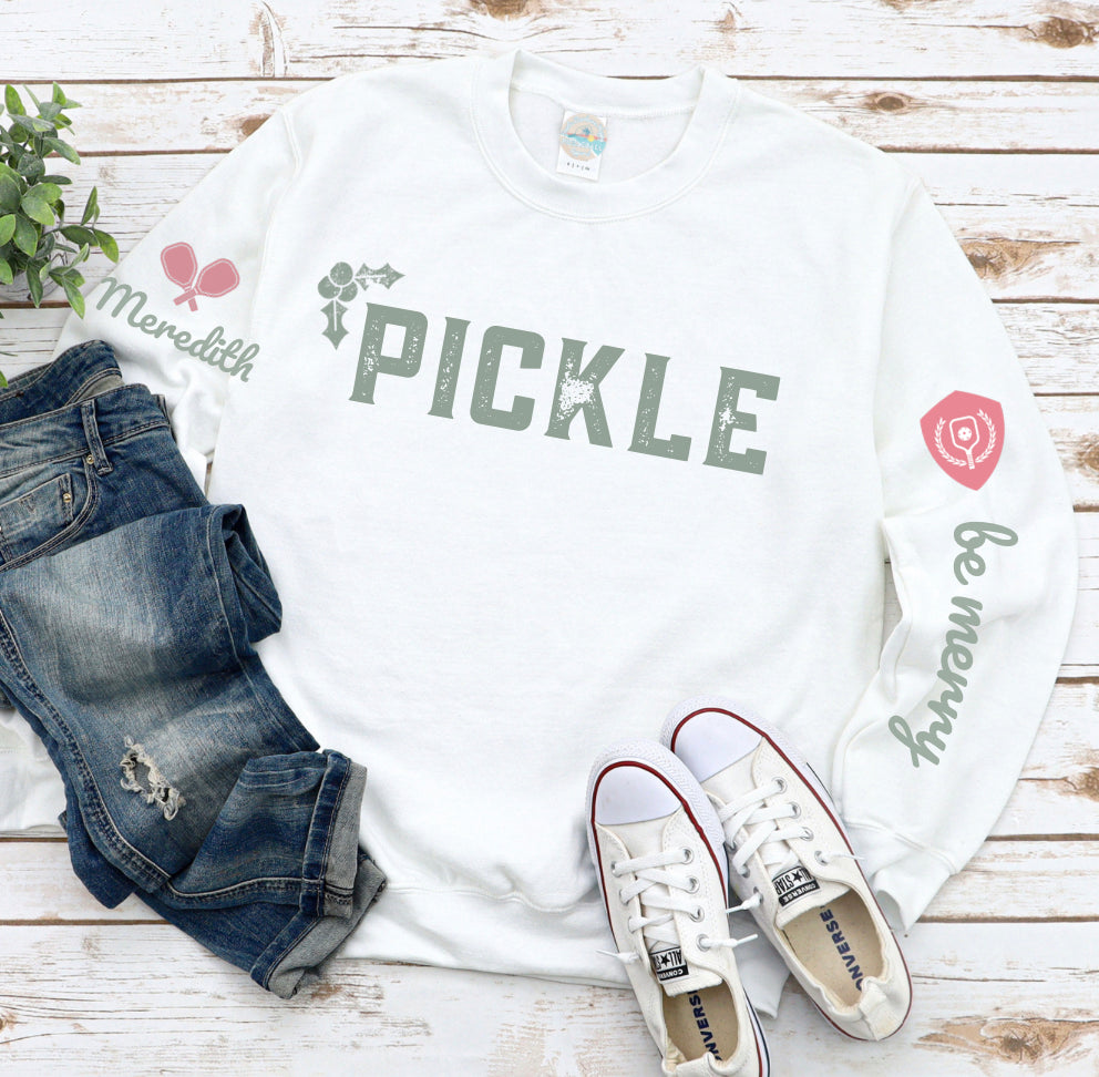 Meredith - PICKLE Holiday White Crew