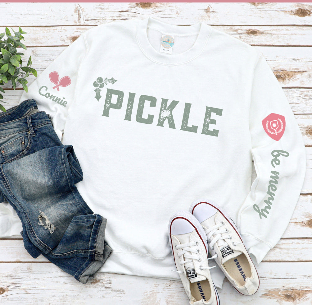 Connie - PICKLE Holiday White Crew