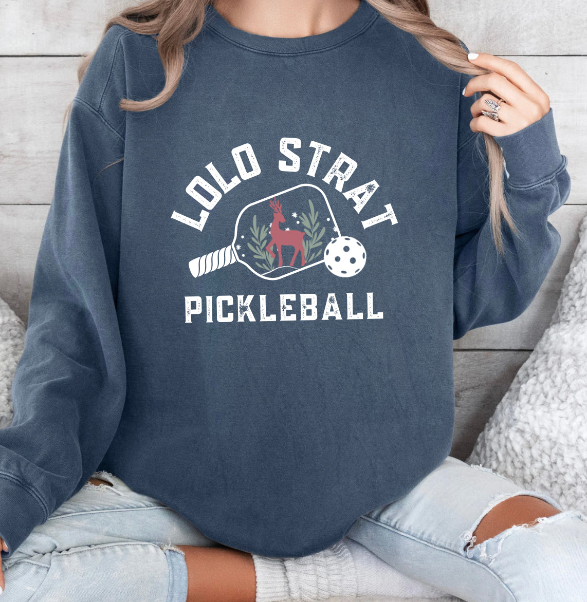 Beachy LOLO Strat Winter Deer Pickleball - Denim Comfort Colors