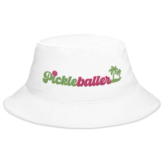 Pickleballer Embroidered Bucket Hat - Black & White