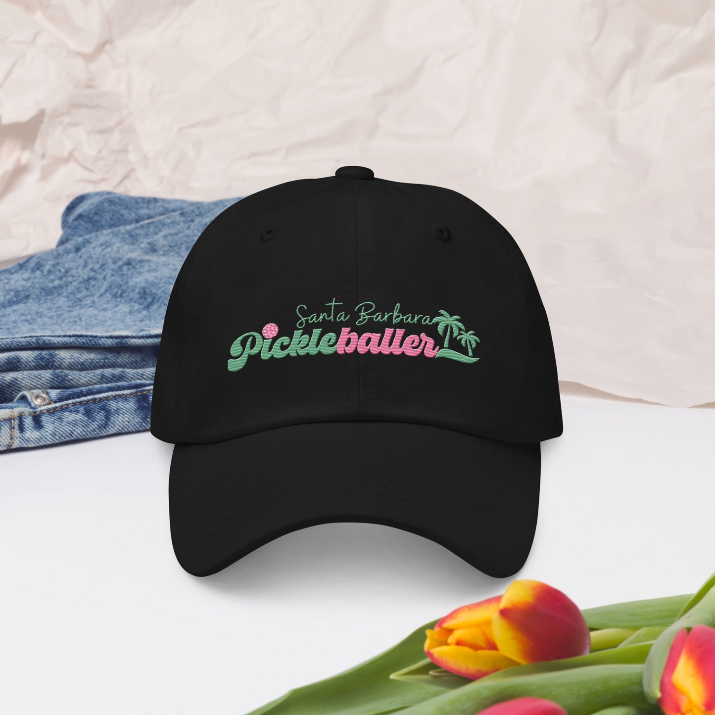 Pickleballer Santa Barbara - Embroidered Favorite Baseball Style Cotton hat