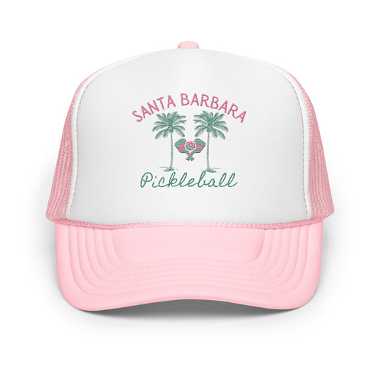 Santa Barbara Pickleball Embroidered Palm Trees Foam trucker hat