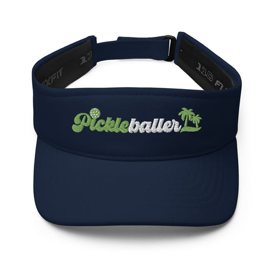Pickleballer Embroidered Visor - Velcro Strap - Navy & Blue