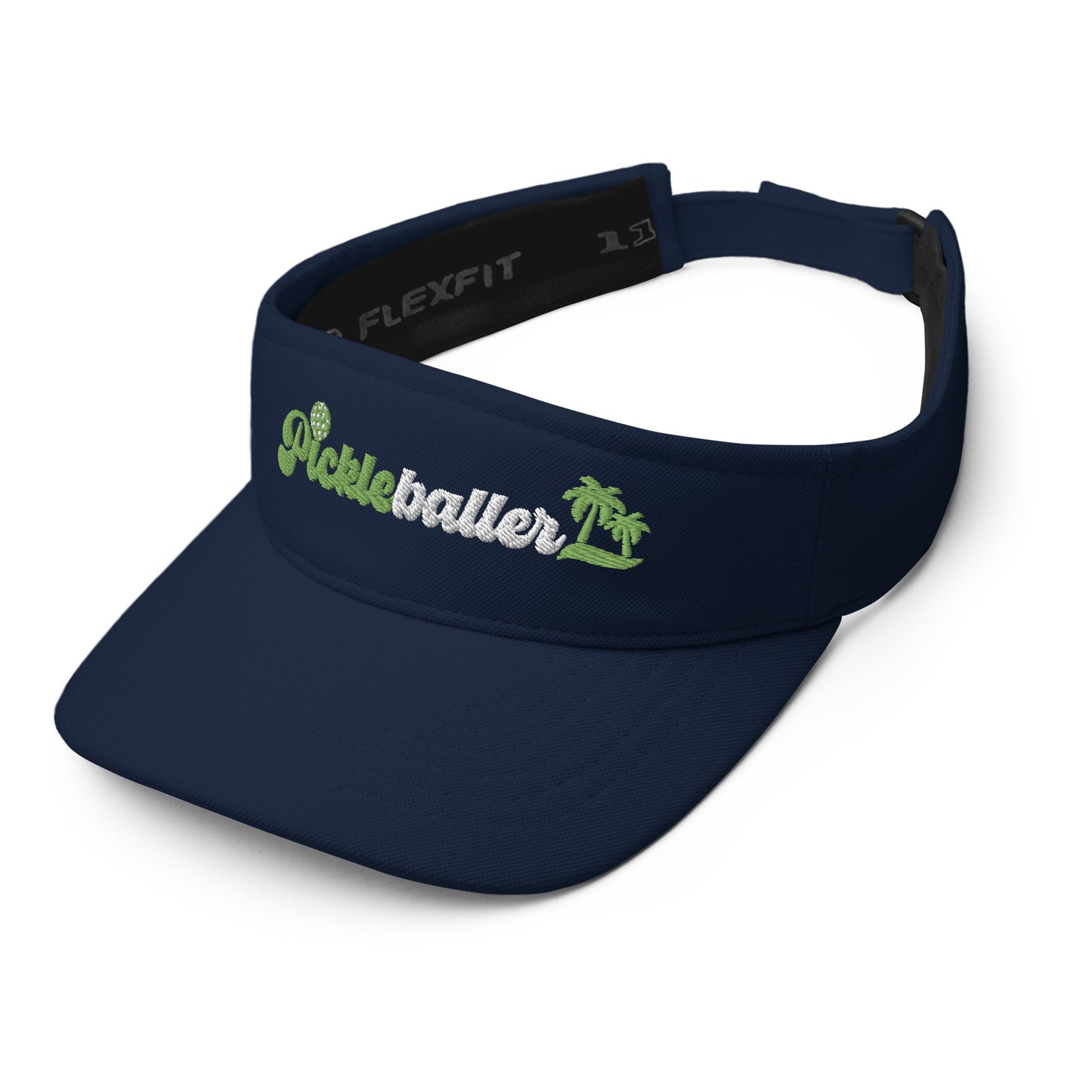 Pickleballer Embroidered Visor - Velcro Strap - Navy & Blue
