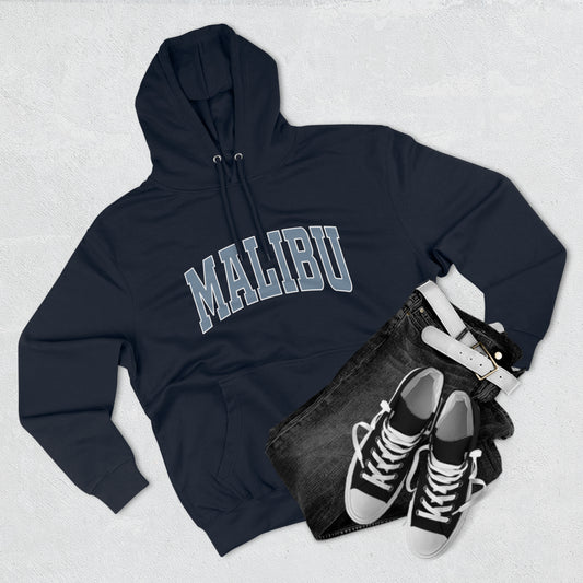 Malibu Hoodie - blue logo - PLUSH version - not distressed