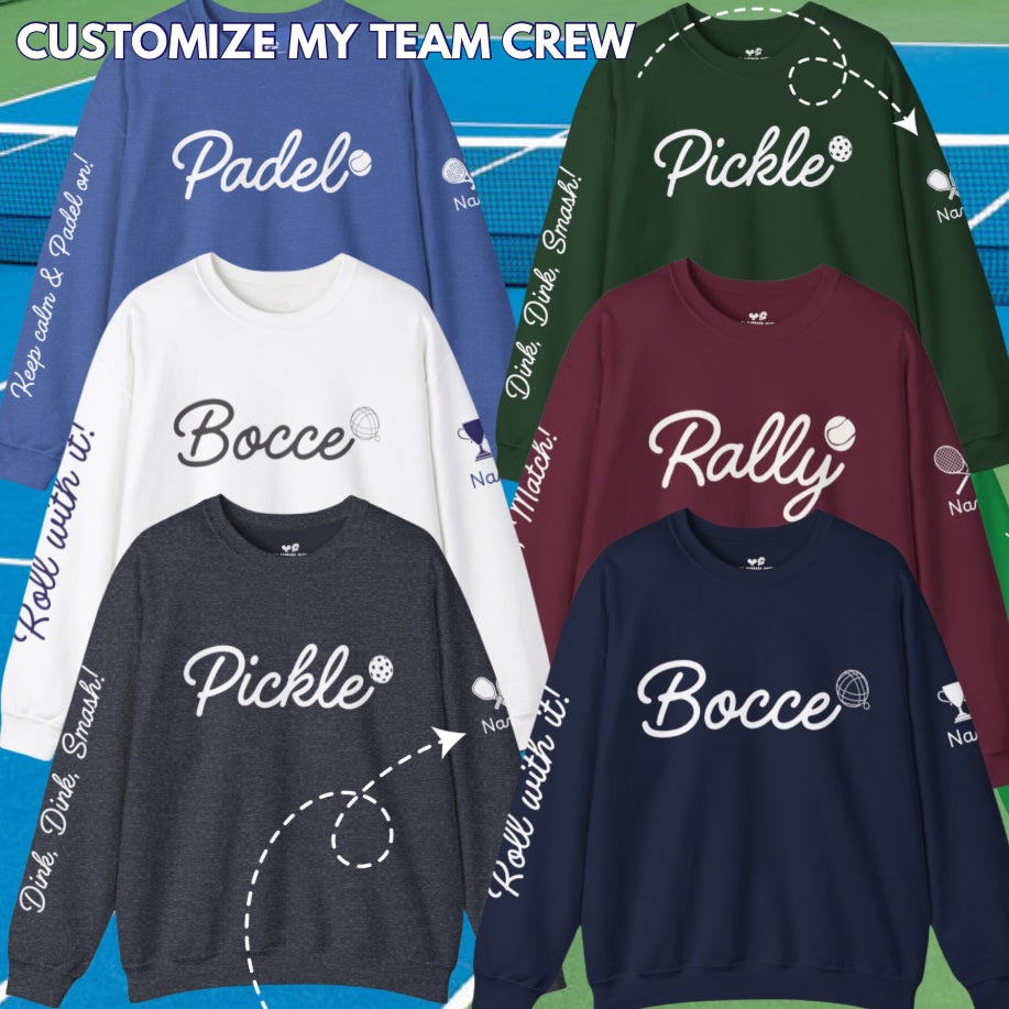 Customize my Favorite Sport’s Crew - add your name to the sleeve, and any logo free