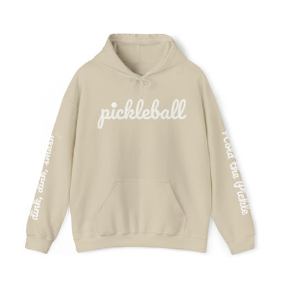 Pickleball script - Hold the Pickle - dink, dink, smash - 4 sided custom hoodie