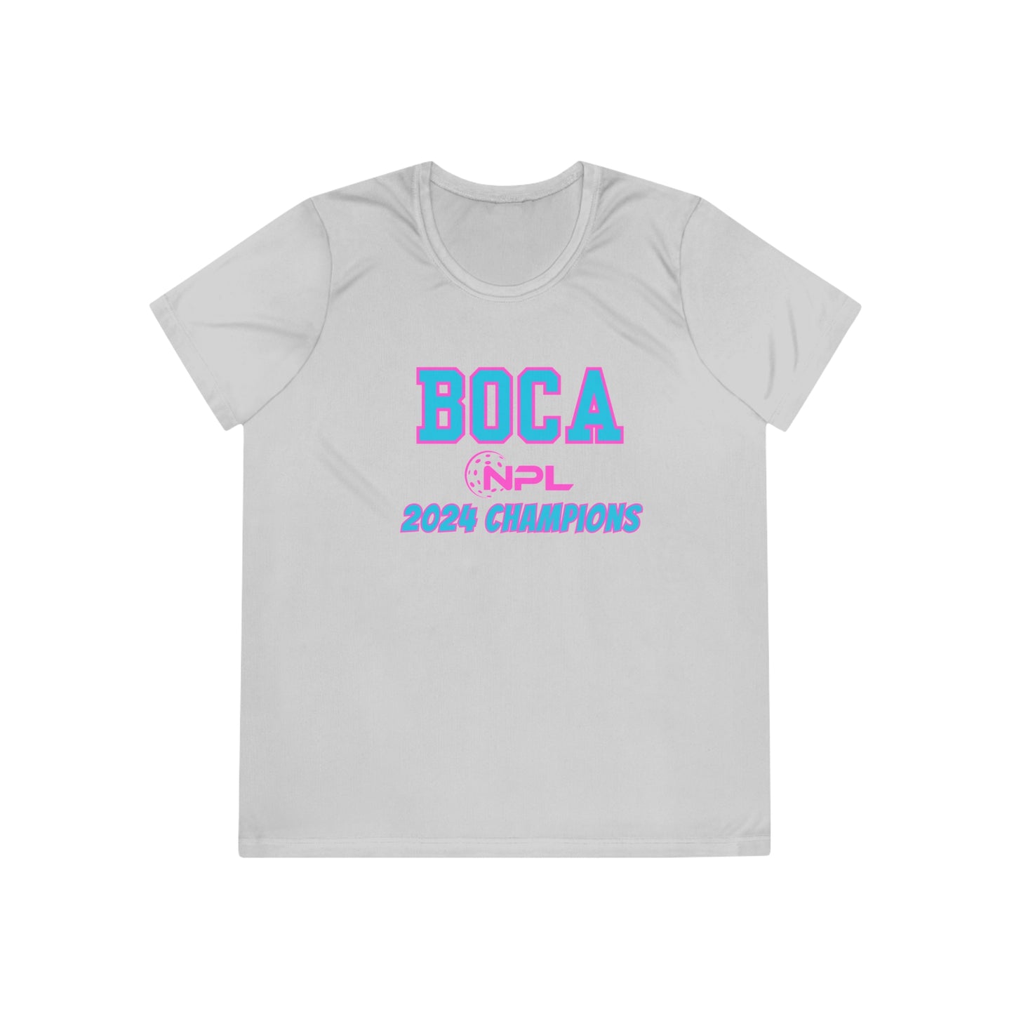 BOCA NPL ‘24 Champions - SPF 40 Ladies Performance T- player’s names on back