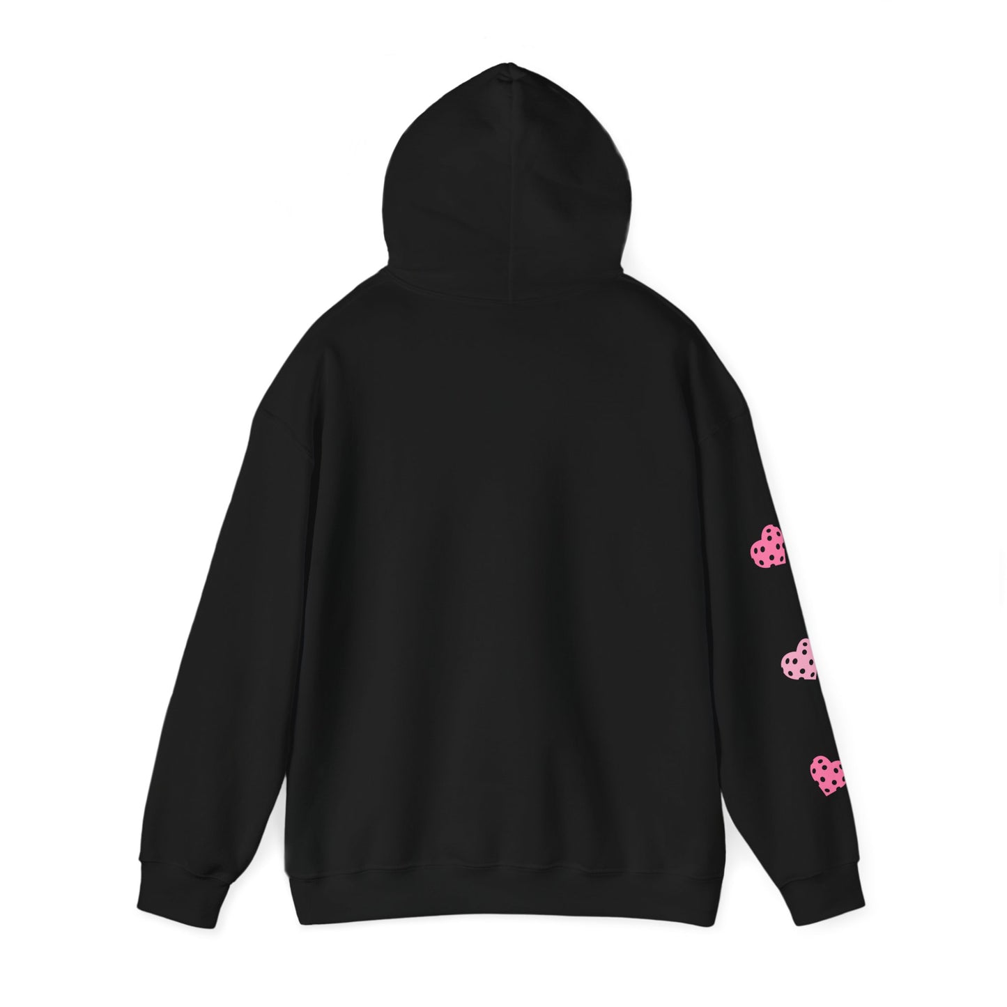 Del Webb  Pickleball LOVE Hoodie - 3 pickleball hearts sleeve - can customize sleeves & back - add in notes