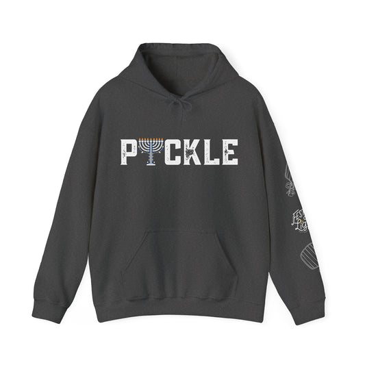 PICKLE Hanukkah Hoodie (50/50) Unisex - Can customize sleeve w/name -optional