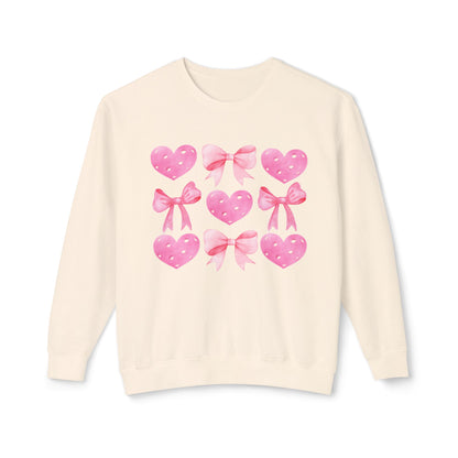 Pickleball hearts & Bows - Unisex Lightweight Garment dyed  Crew