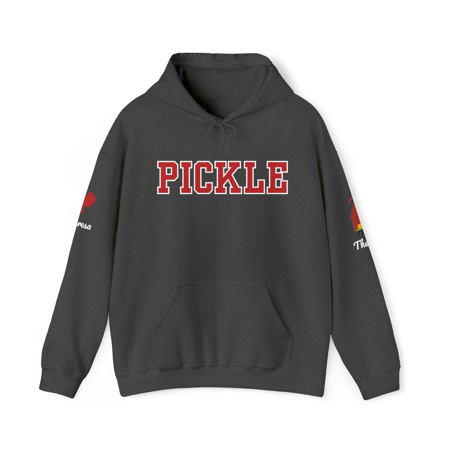 The Pickleball Farm - PICKLE collegiate style. Customize sleeve.