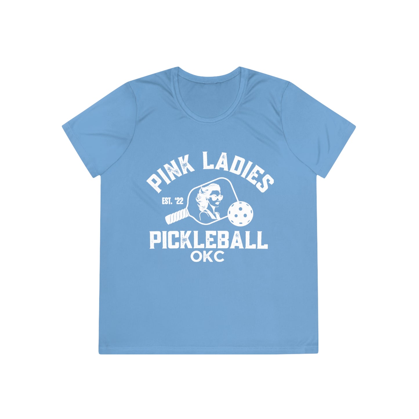 NEW Version 1-Pink Ladies Pickleball - Moisture Wicking SPF 40 Ladies Tee - add name back