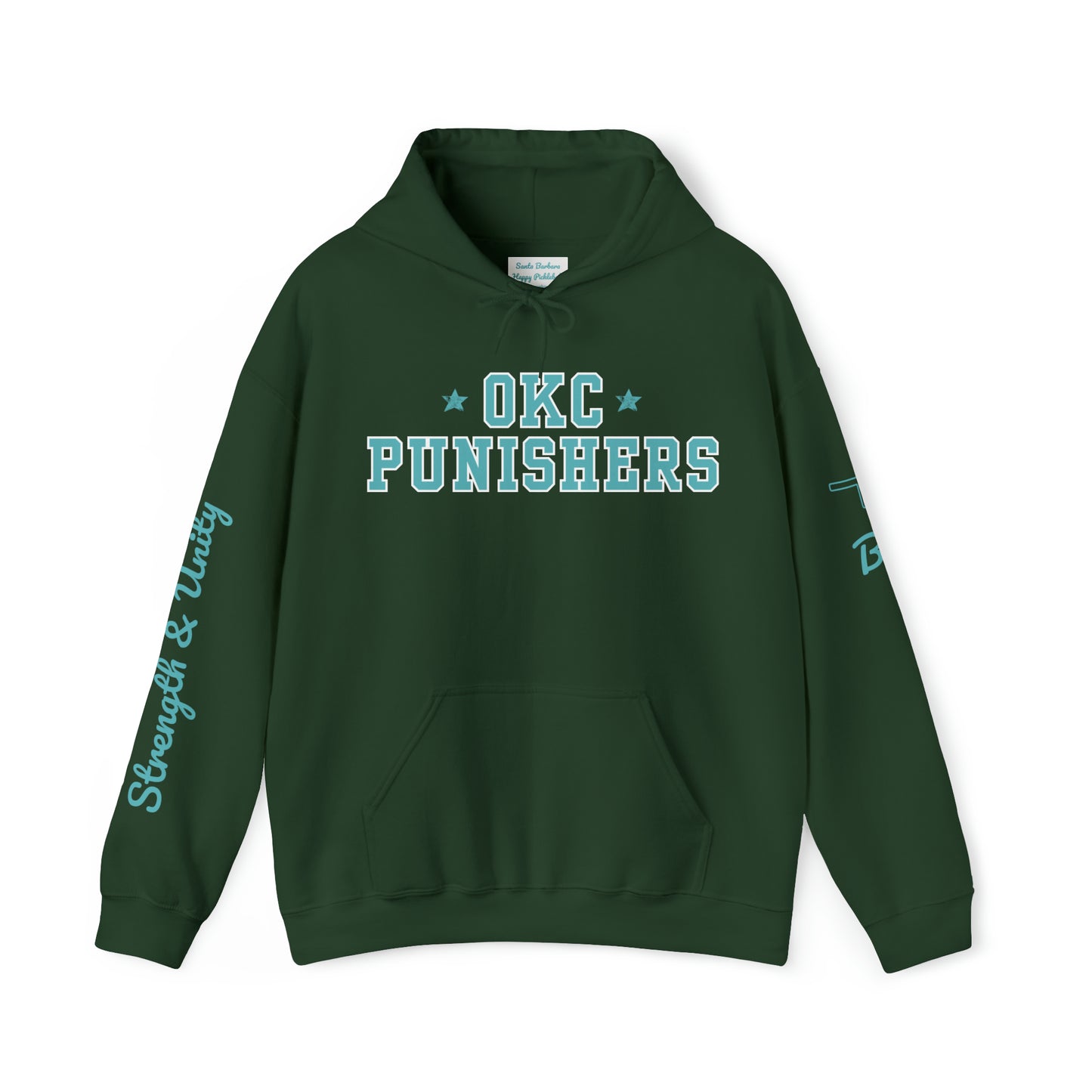 OKC Punishers Hoodie w/ Stars Turquoise Letters - add name sleeve or back