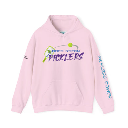 Boca Raton Picklers NPL Team Hoodie (script sleeve = Picklers’ Power) Customize name on back