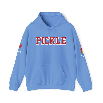 The Pickleball Farm - PICKLE collegiate style. Customize sleeve.