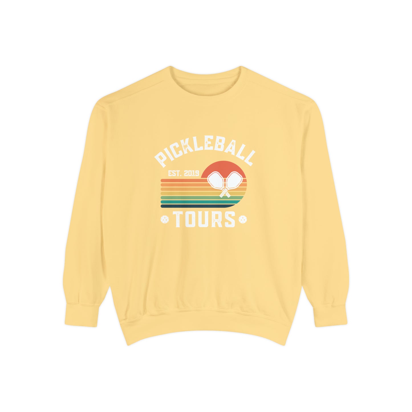 Pickleball Tours Crew - Unisex Garment-Dyed Sweatshirt