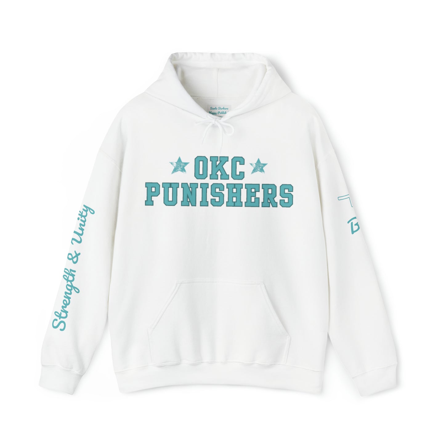 OKC Punishers Hoodie w/ Stars Turquoise Letters - add name sleeve or back