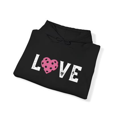 Del Webb  Pickleball LOVE Hoodie - 3 pickleball hearts sleeve - can customize sleeves & back - add in notes