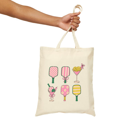 Pickleball & Martinis Cotton Canvas Tote Bag